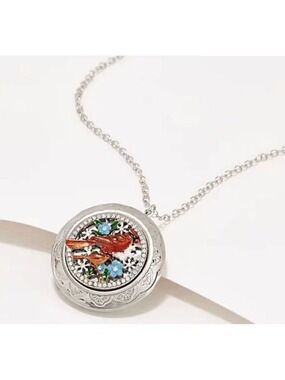 Kirks Folly Cardinal Memories Locket Necklace